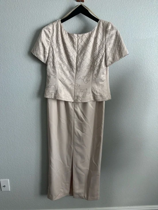 Vintage Karen Miller Elegant Cream Embellished Women's Cocktail or MOB Dress - Picture 3 of 6